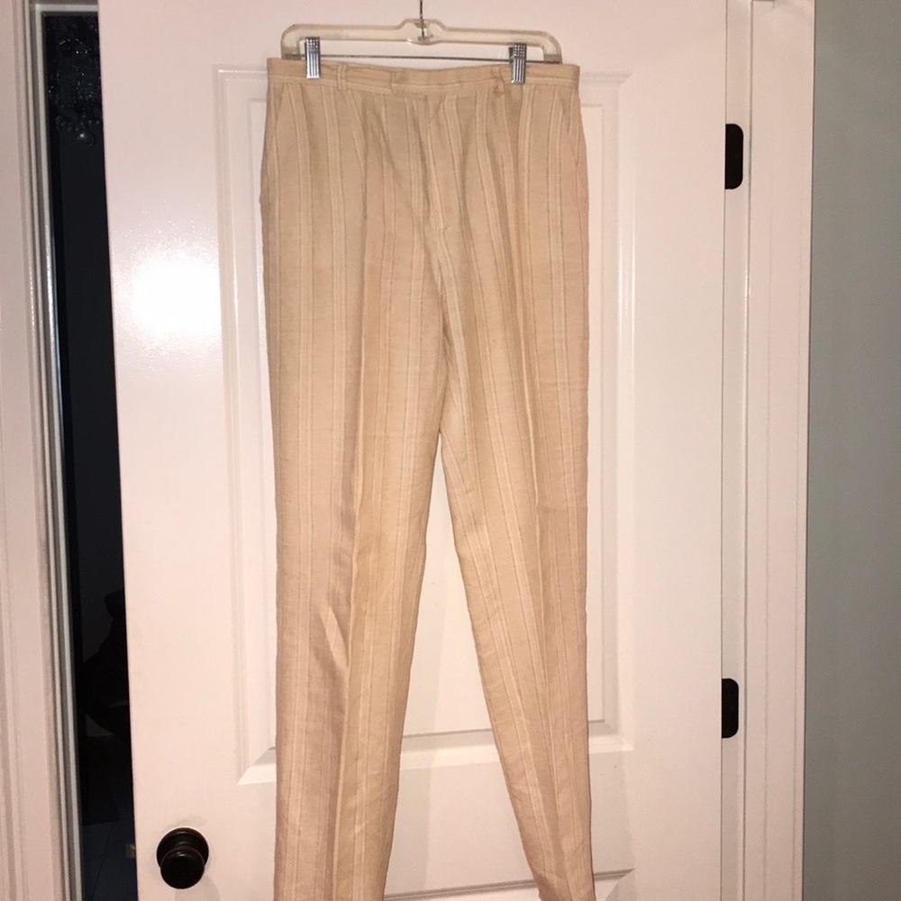 Size 10 100% linen striped pants-Extreme Couture